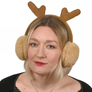 cache oreilles marron avec cornes (scol12) de la marque NOEL EN FOLIE. Réf. NDQ113.